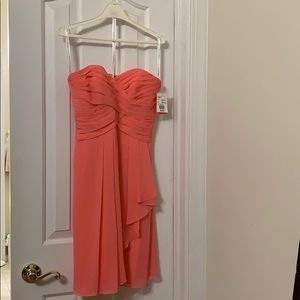 David’s Bridal strapless dress (coral)